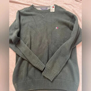 NWT Mens vintage Tommy Hilfiger oversized crewneck sweater size mediumdark green